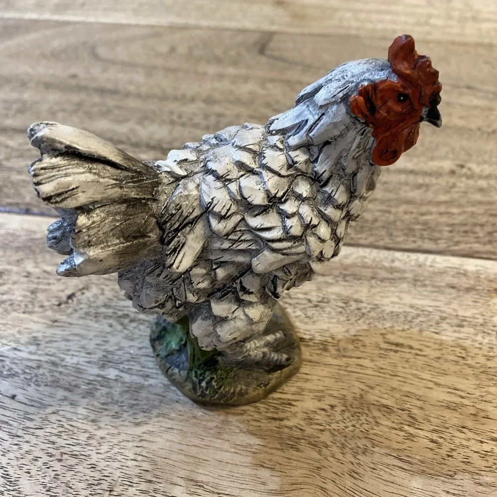 Adorable Shelf Sitter Chicken Decorative Handcrafted, Resin Farmhouse